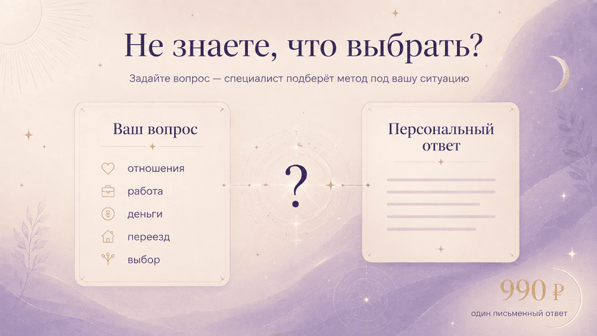 персональный ответ на вопрос — специалист подбирает метод разбора